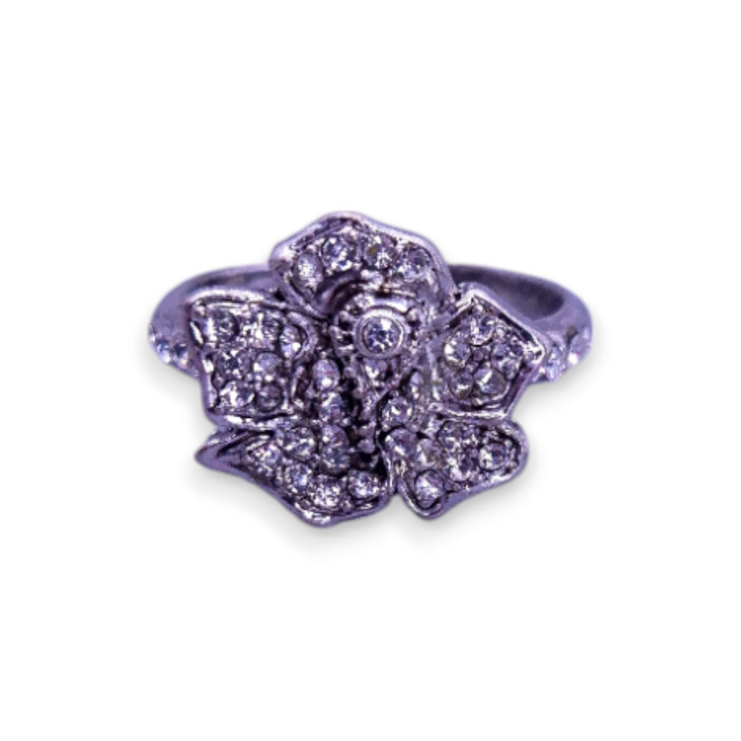 Silver Tone Clear Cubic Zirconia Classic Ring
