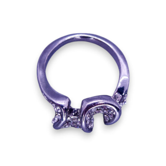 Silver Tone Clear Cubic Zirconia Modern Ring