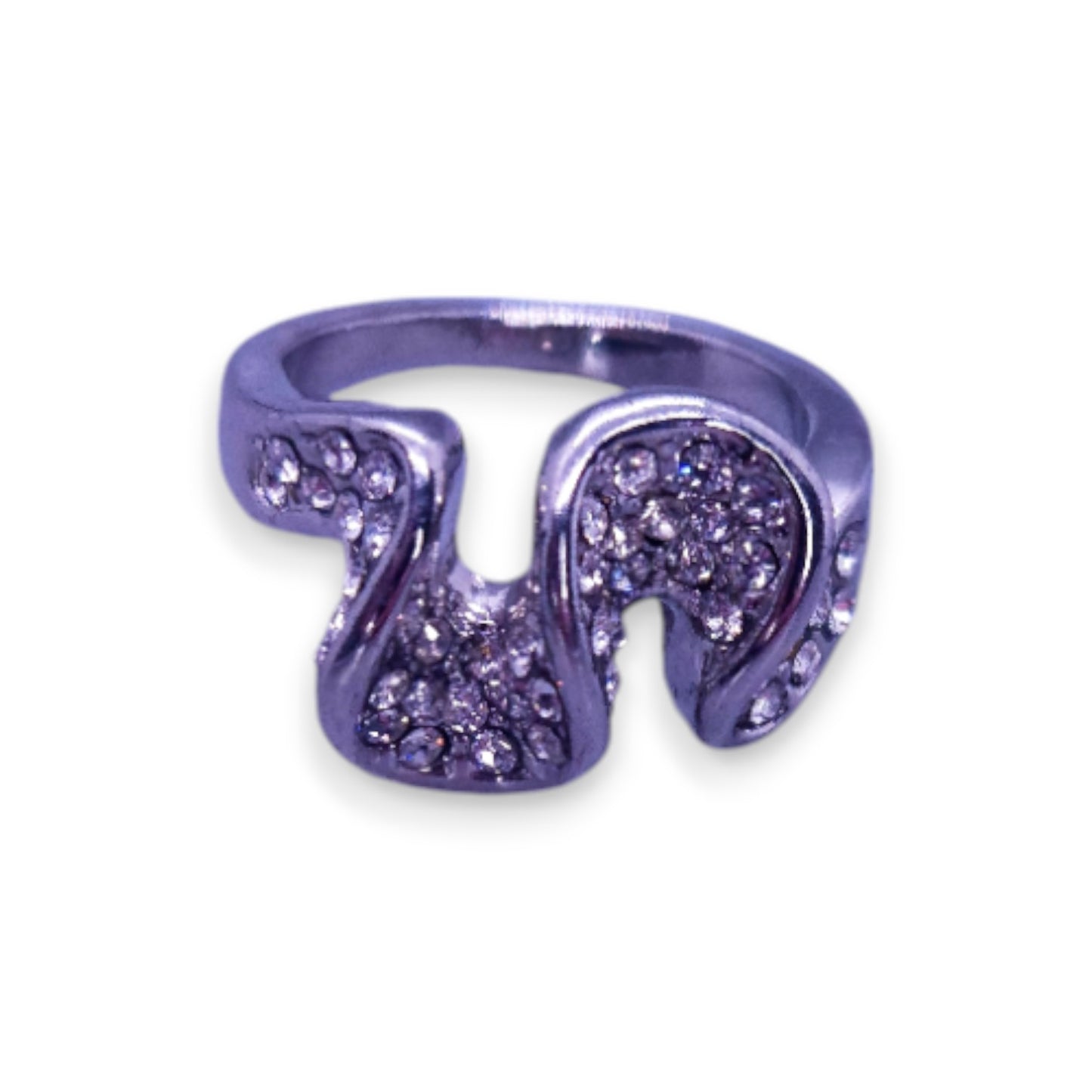 Silver Tone Clear Cubic Zirconia Modern Ring