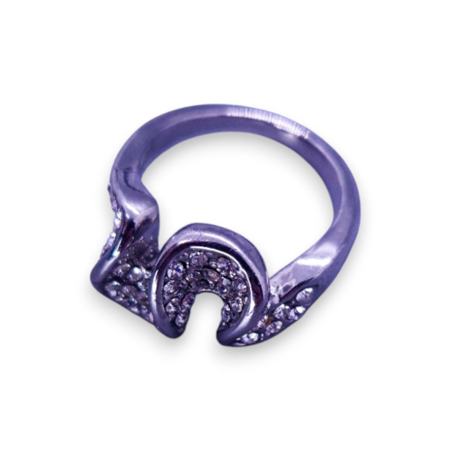 Silver Tone Clear Cubic Zirconia Modern Ring