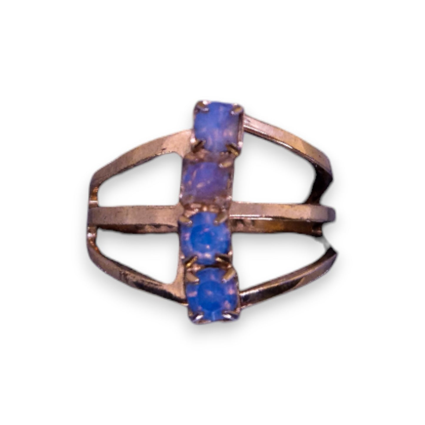 Gold Tone Blue Moonstone Classic Ring
