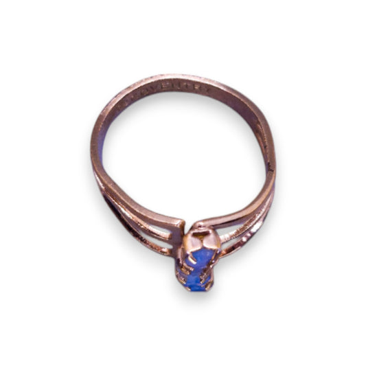 Gold Tone Blue Moonstone Classic Ring