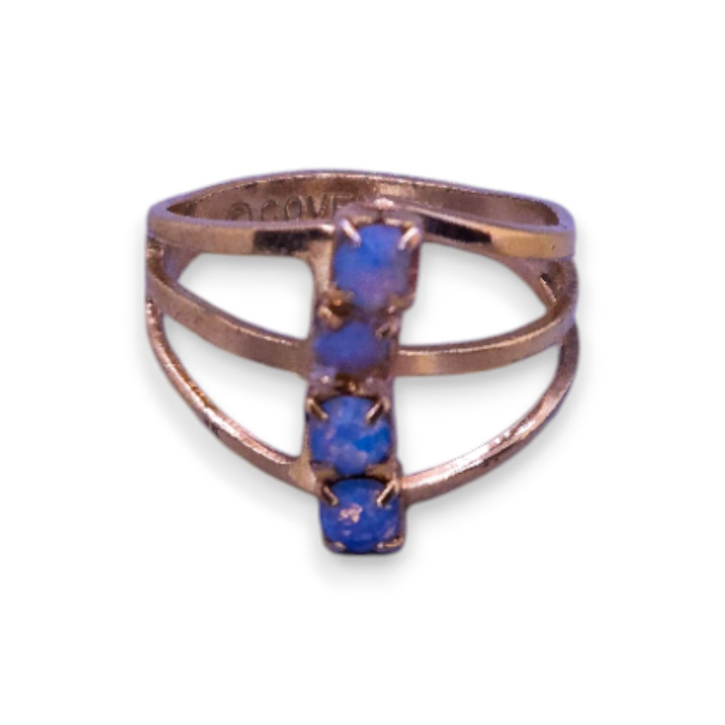 Gold Tone Blue Moonstone Classic Ring