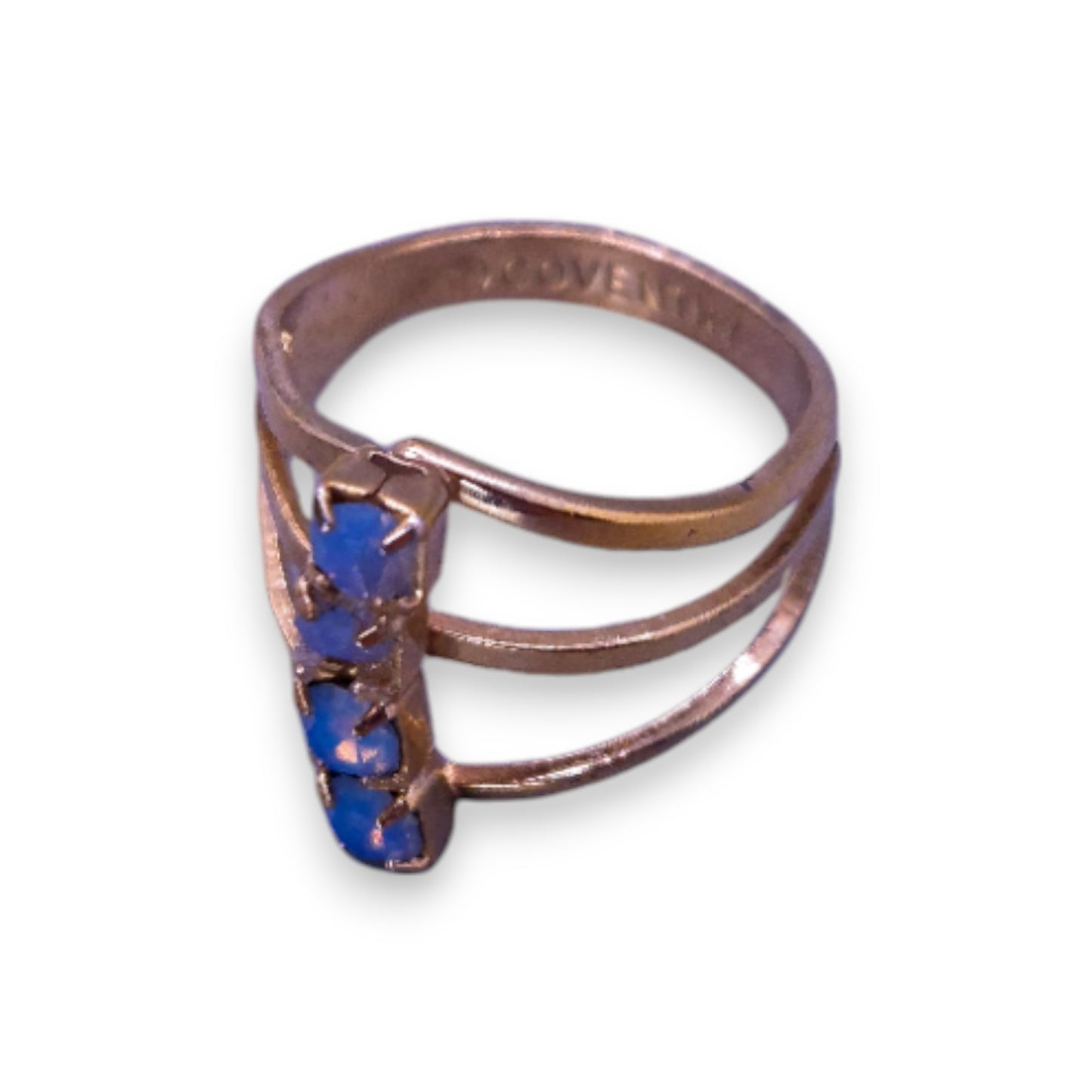 Gold Tone Blue Moonstone Classic Ring