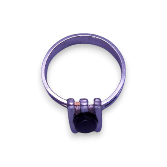 Silver Tone Black Stone Modern Ring