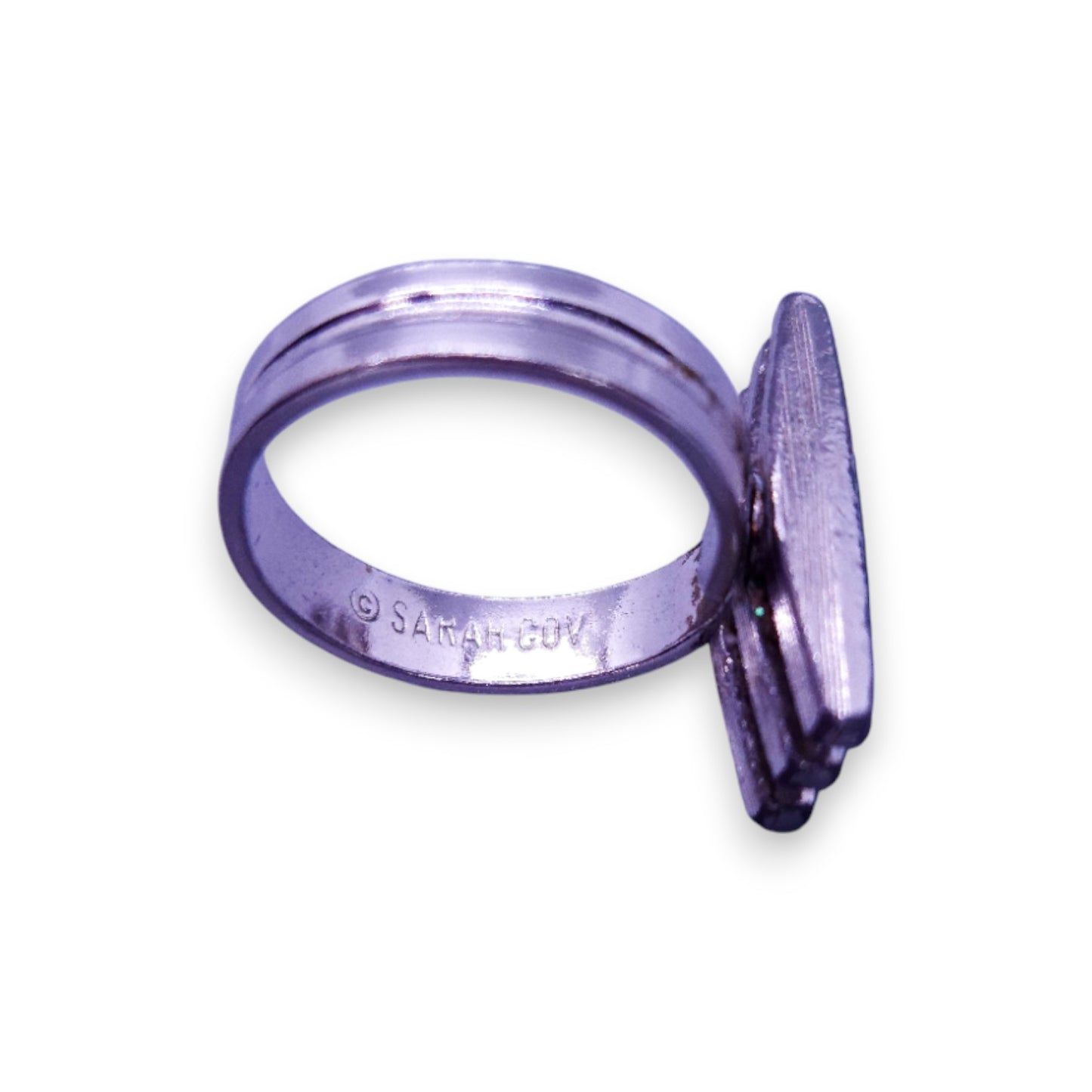 Silver Tone Black Stone Modern Ring