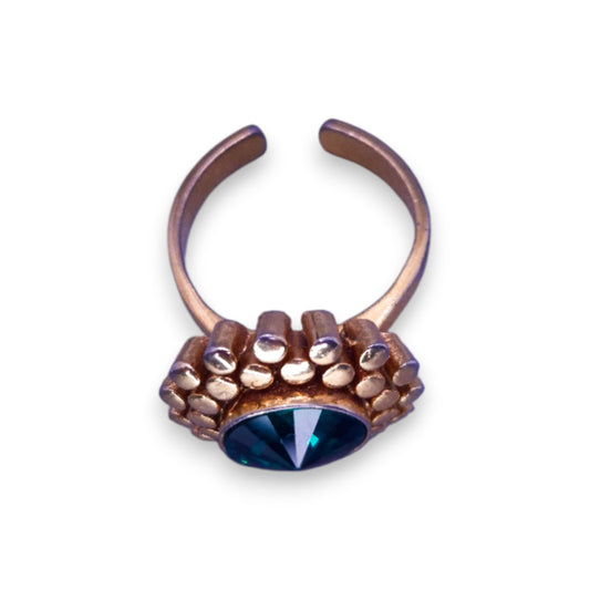 Gold Tone Green Cubic Zirconia Modern Ring