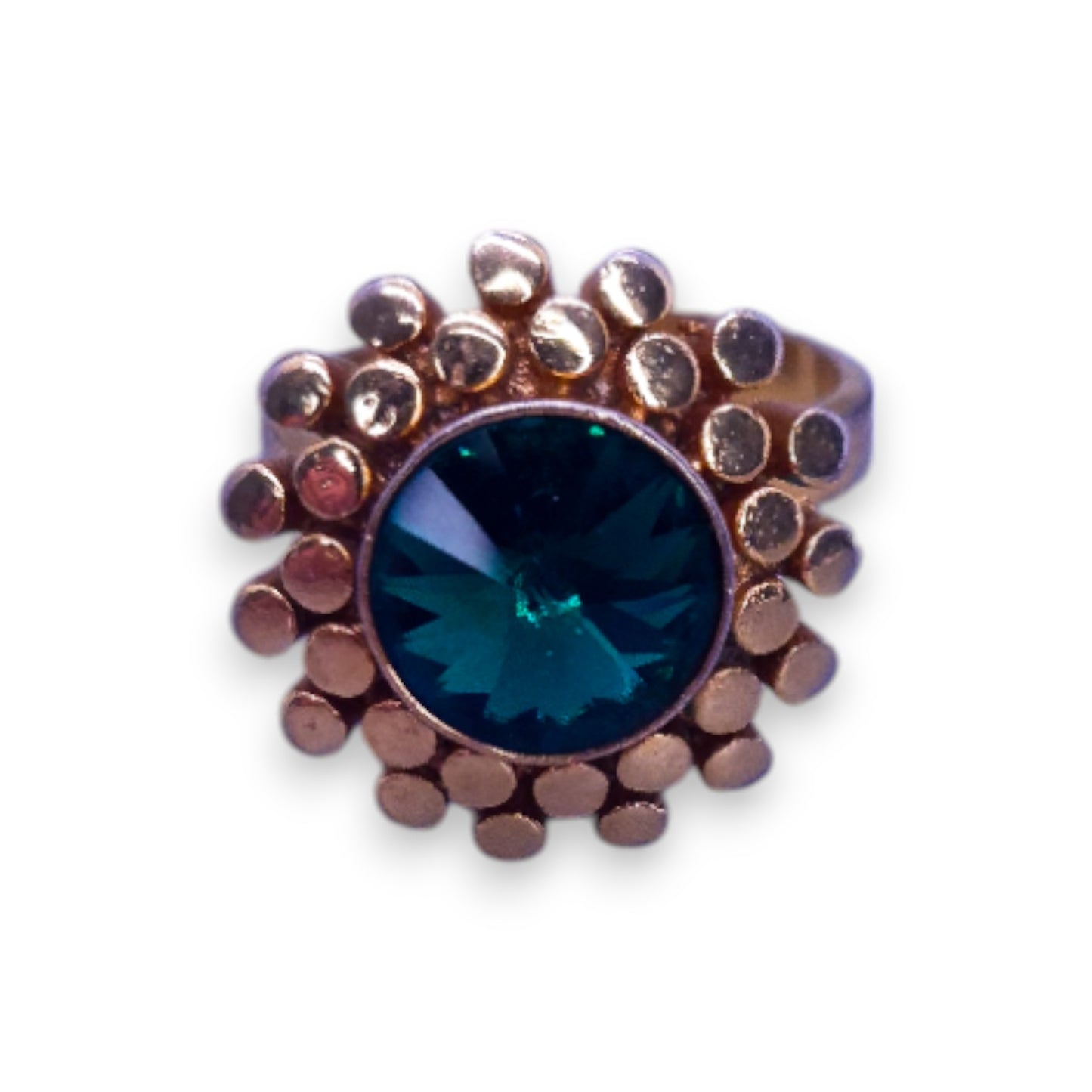 Gold Tone Green Cubic Zirconia Modern Ring