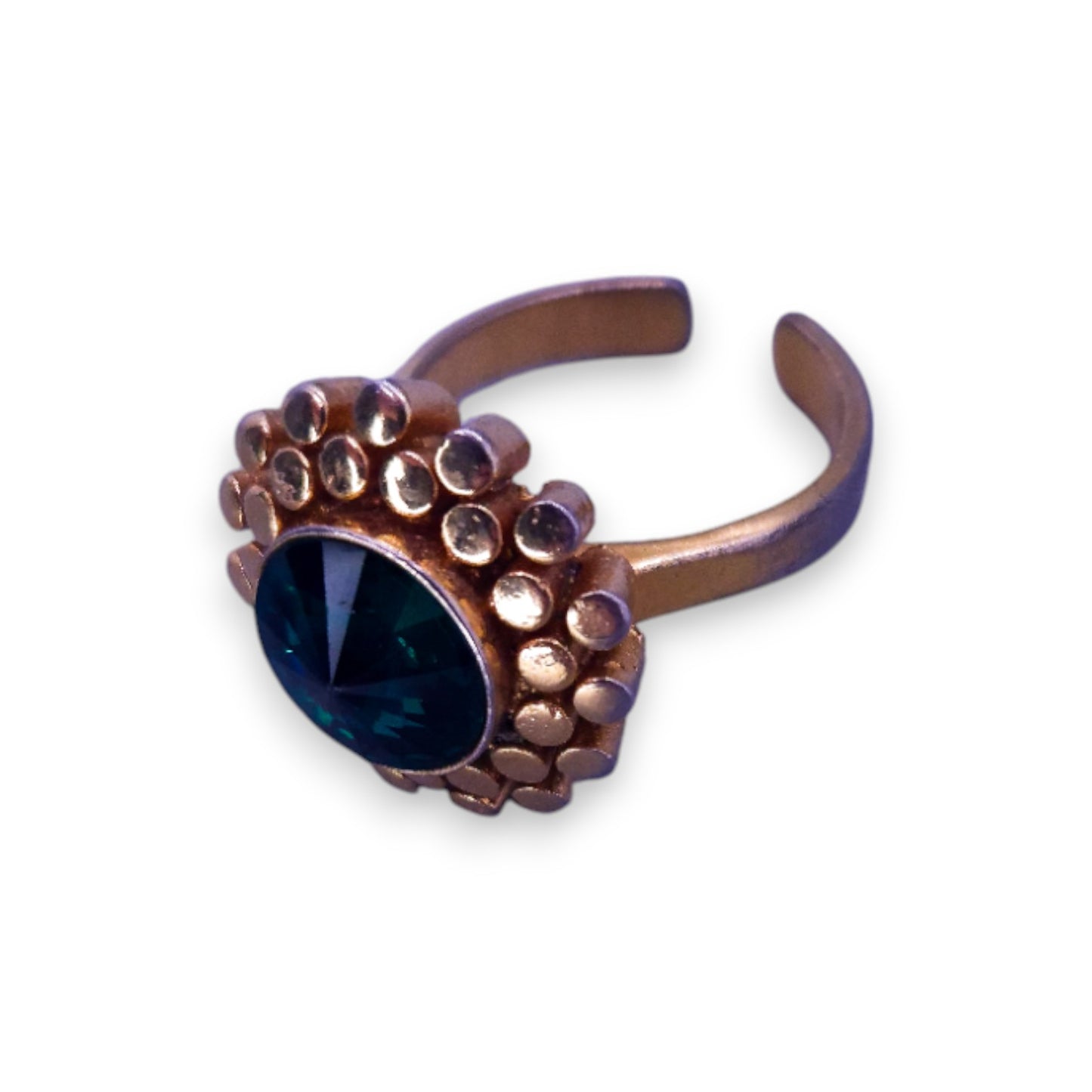 Gold Tone Green Cubic Zirconia Modern Ring