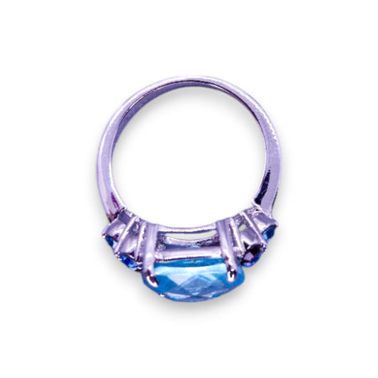 Sterling Silver Blue & Purple Cubic Zirconia Modern Ring