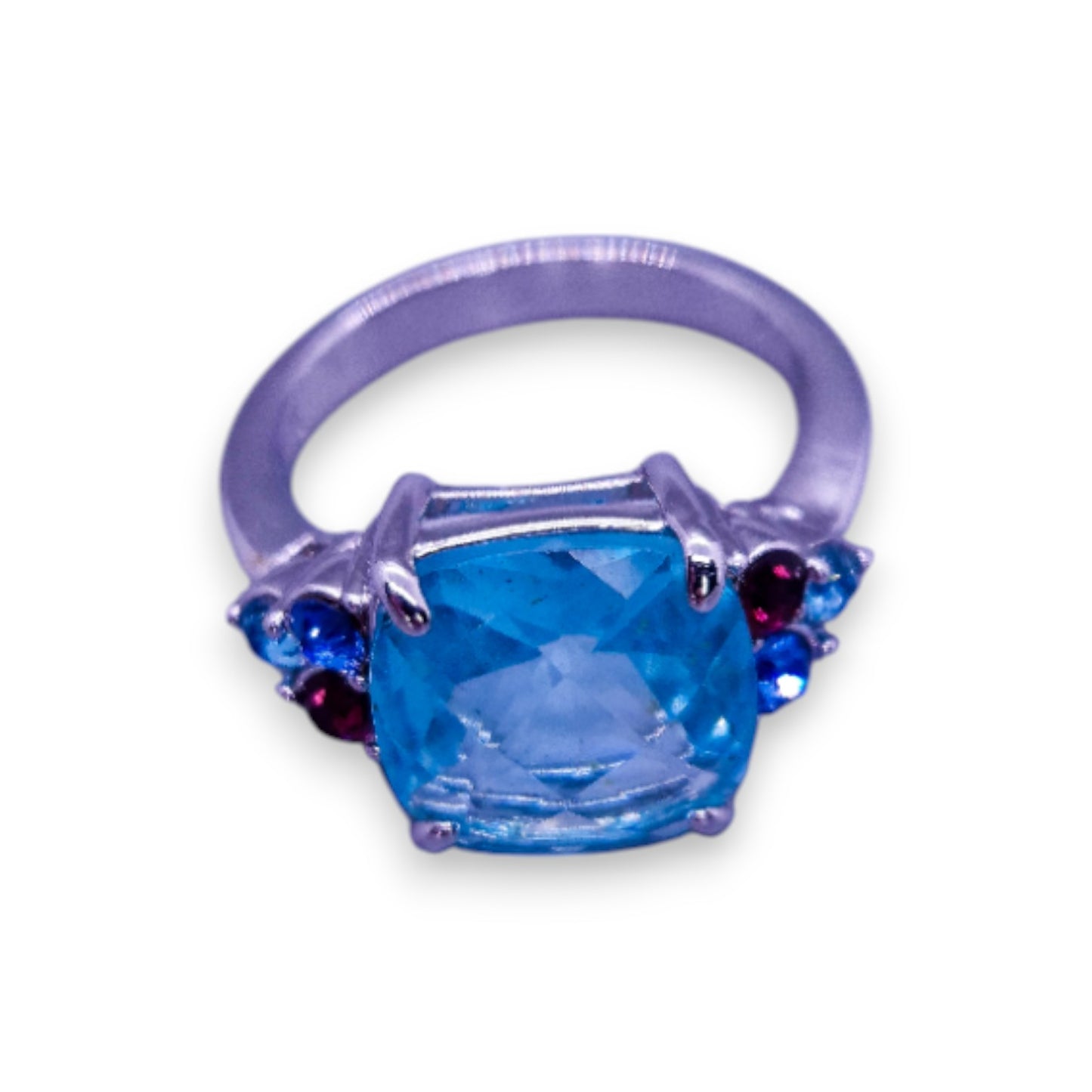 Sterling Silver Blue & Purple Cubic Zirconia Modern Ring