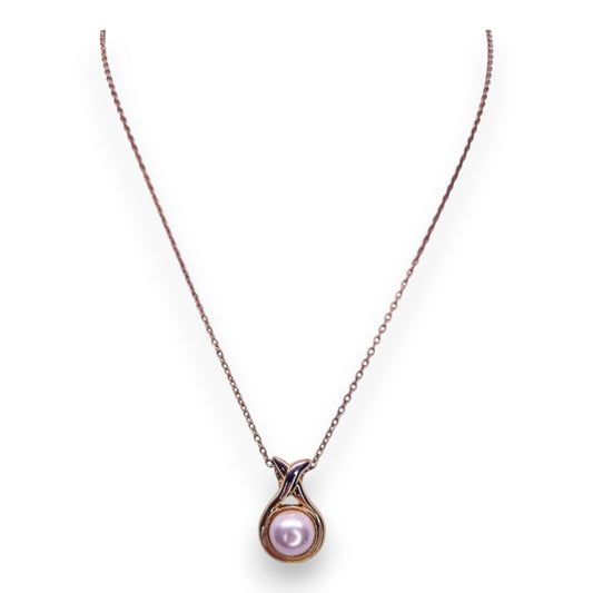 Gold Tone Faux Pearl Classic Necklace