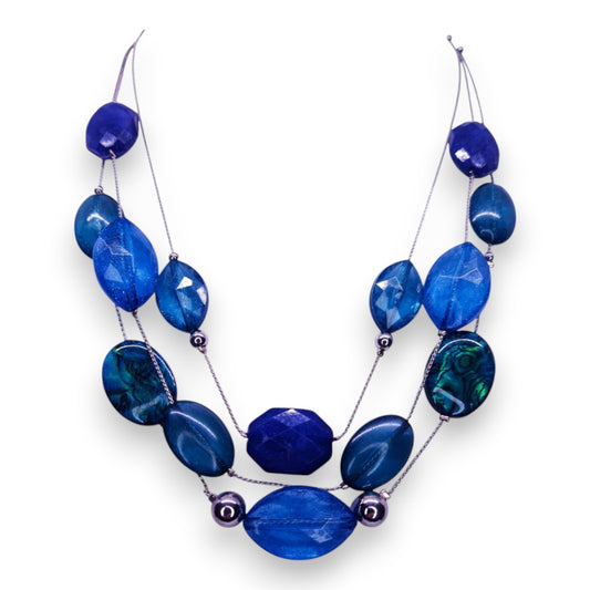 Silver Tone with Plastic Beads Statement Necklace