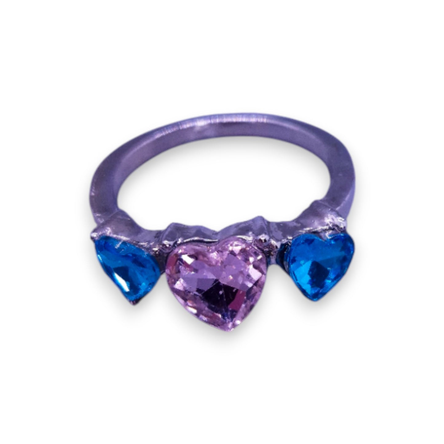 Silver Tone Pink & Blue Swarovski Zirconia Romantic Ring