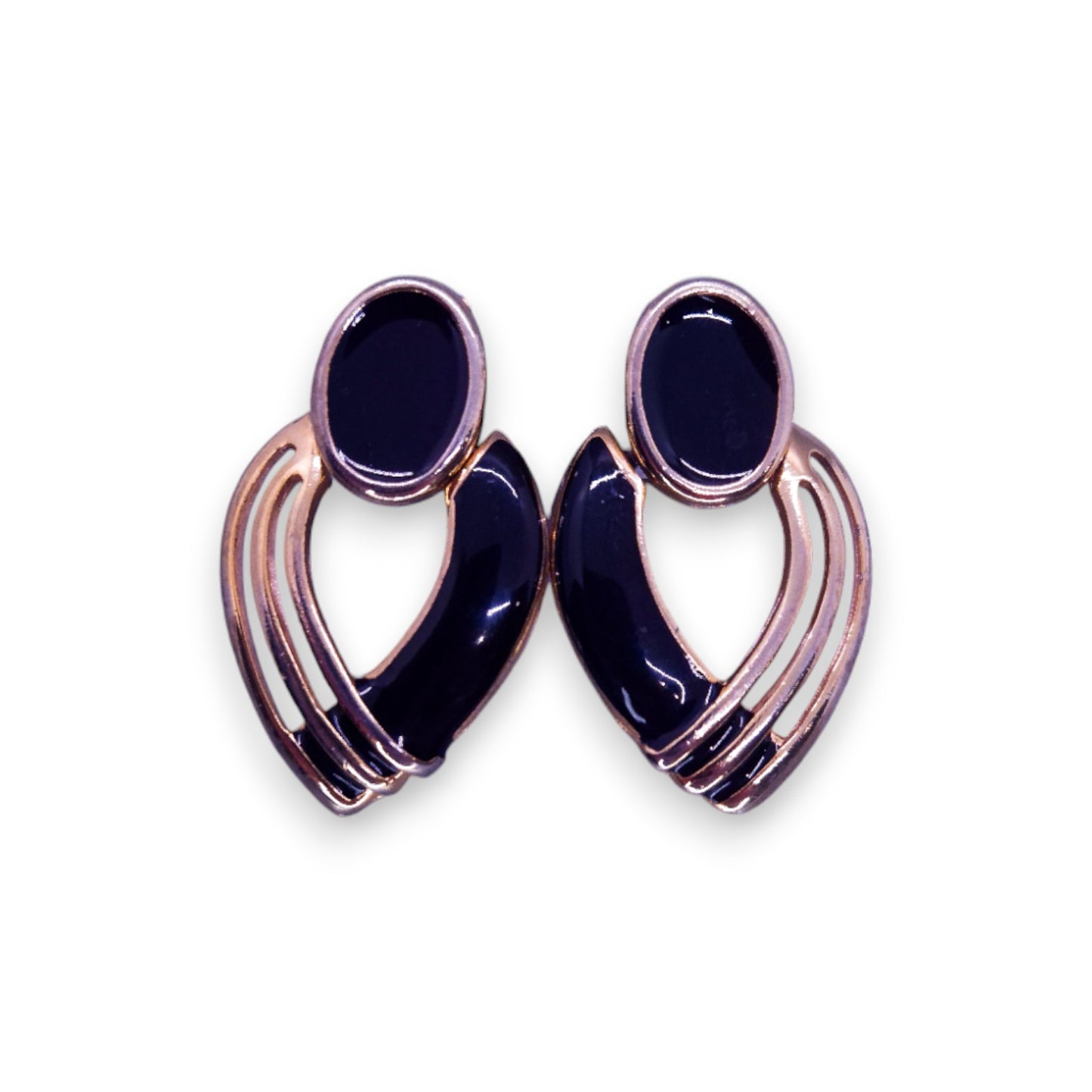 Gold Tone Enamelled Art Deco Earrings