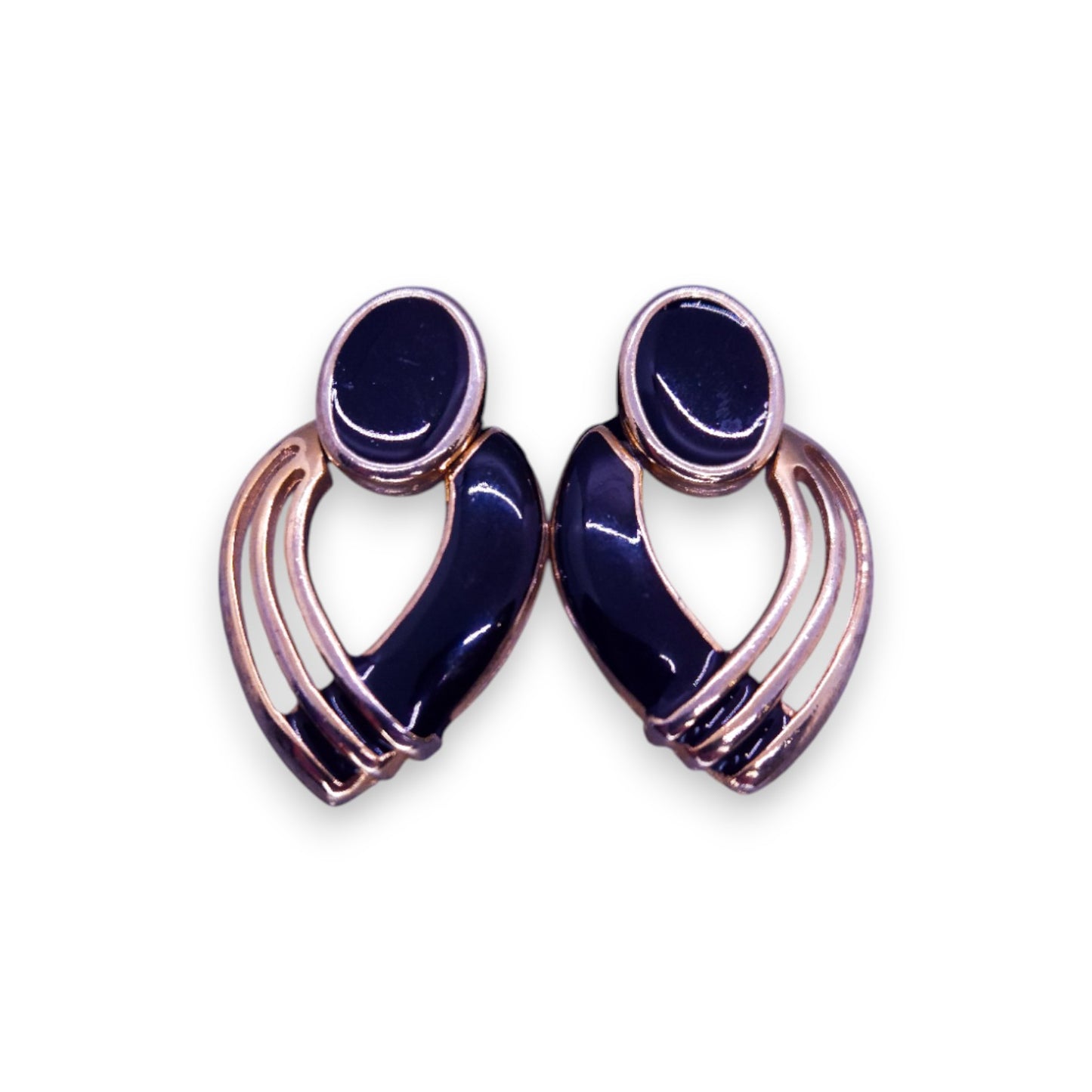 Gold Tone Enamelled Art Deco Earrings