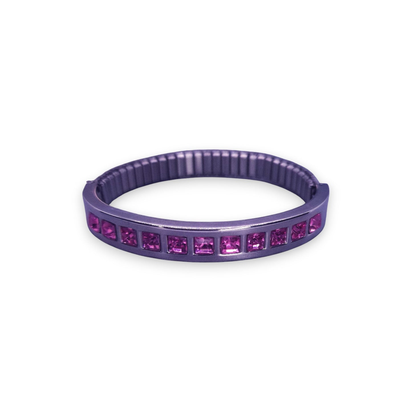Silver Tone Pink Stones Classic Bracelet