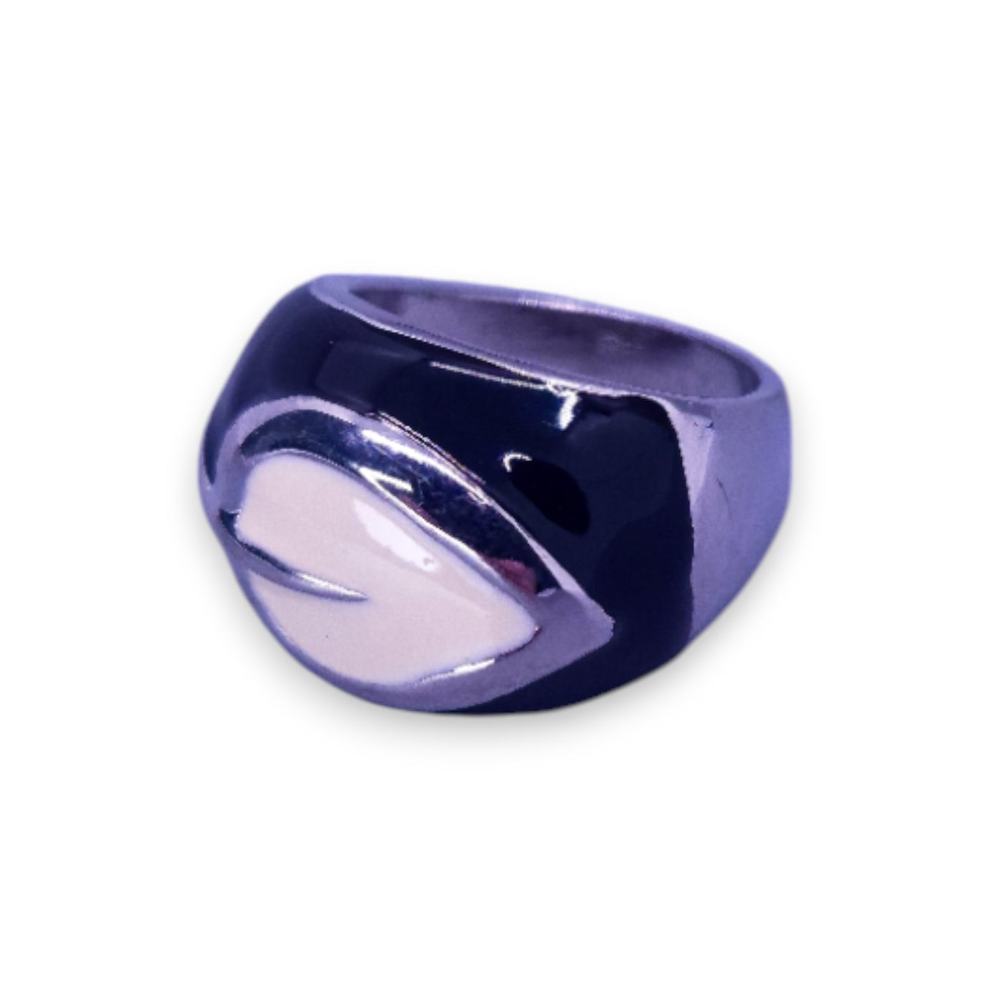 Silver Tone Enamelled Nature Inspired Ring