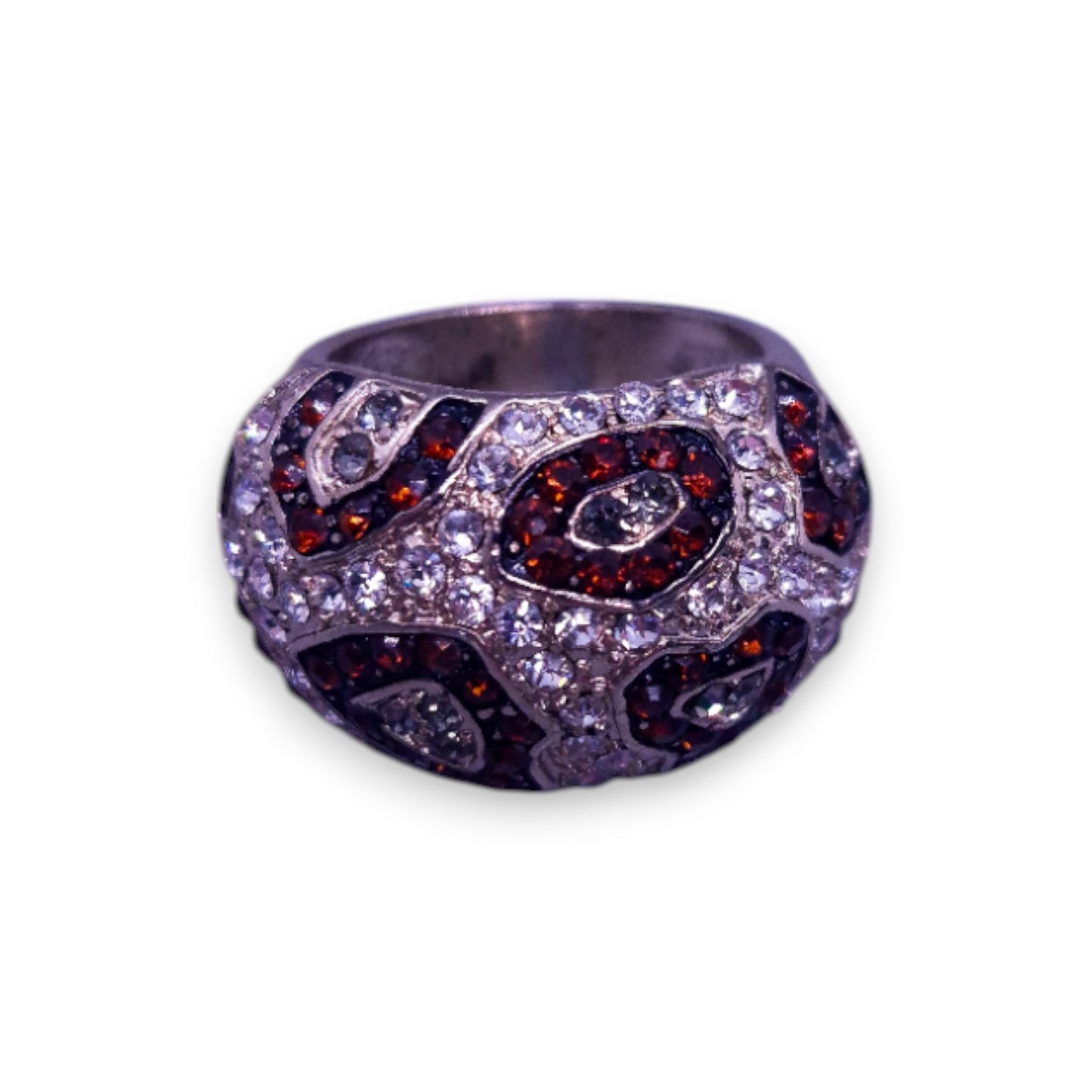 Silver Tone Brown & Clear Cubic Zirconia Nature Inspired Ring
