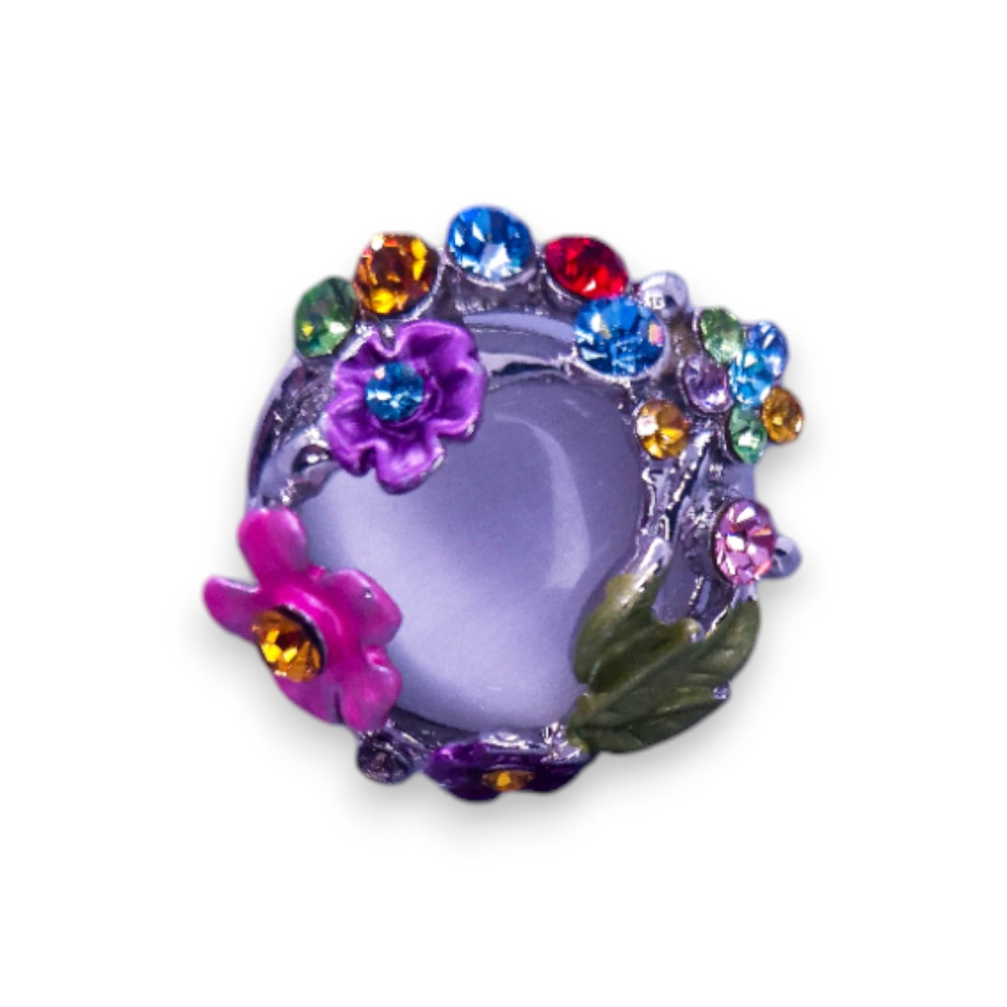 Silver Tone Cloudy & Multi Colour Stones Nature Inspired Ring