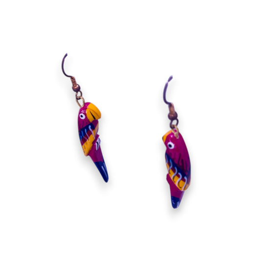 Metal & Wood Nature Inspired Parrot Earrings