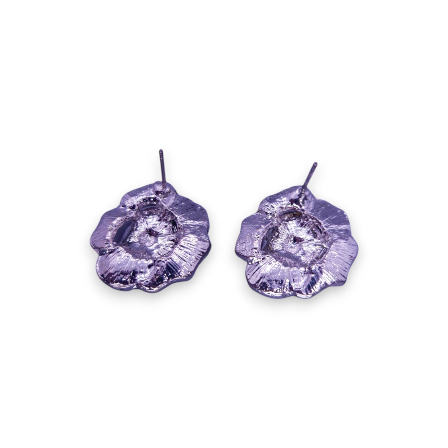 Silver Tone Clear Stones Nature Inspired Rose Earrings