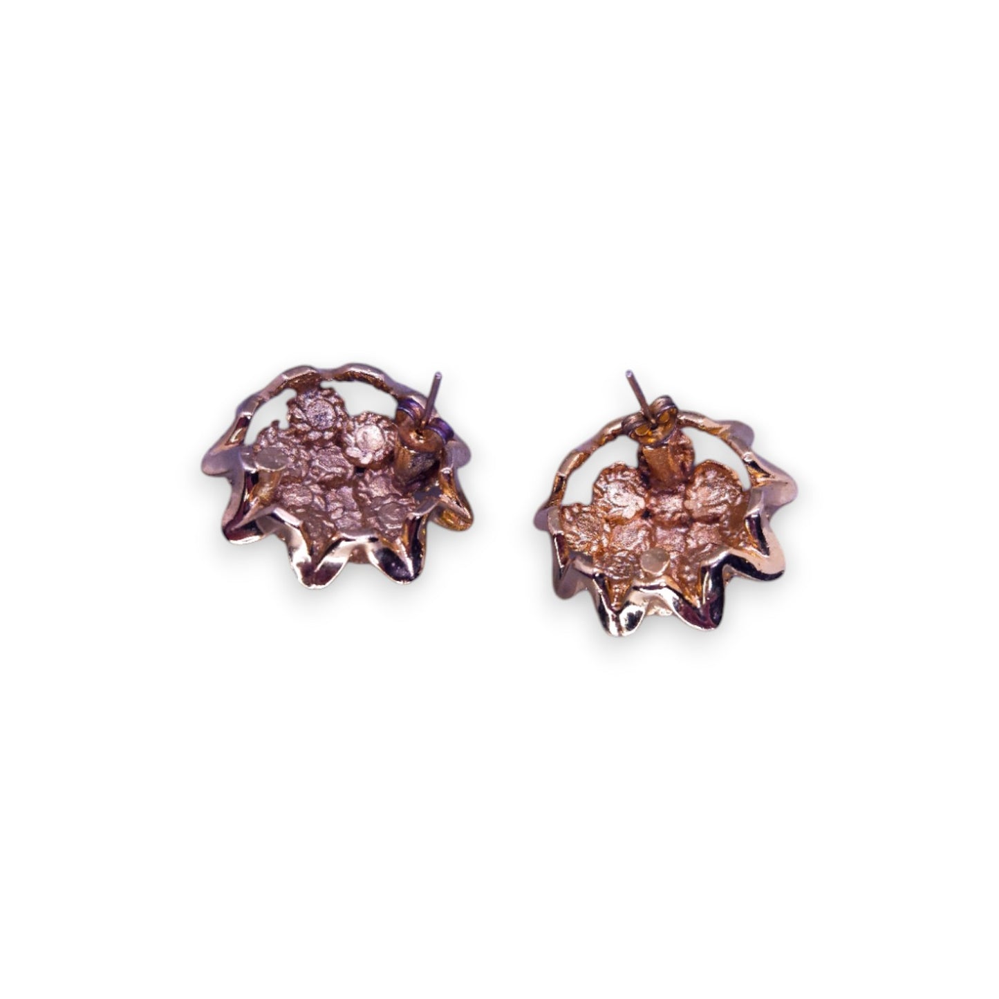 Gold Tone Cubic Zirconia Nature Inspired Flower Earrings