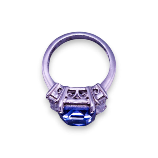 Platinum Bonded Blue & Clear Swarovski Zirconia Modern Ring