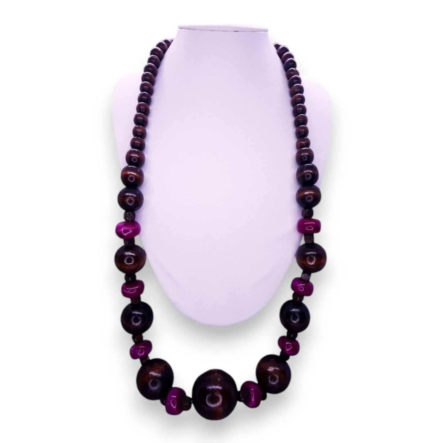 Wood & Plastic Bead Bohemian Necklace
