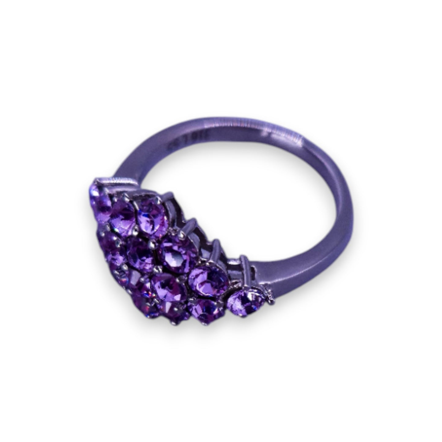 Stainless Steel Purple Swarovski Zirconia Classic Ring