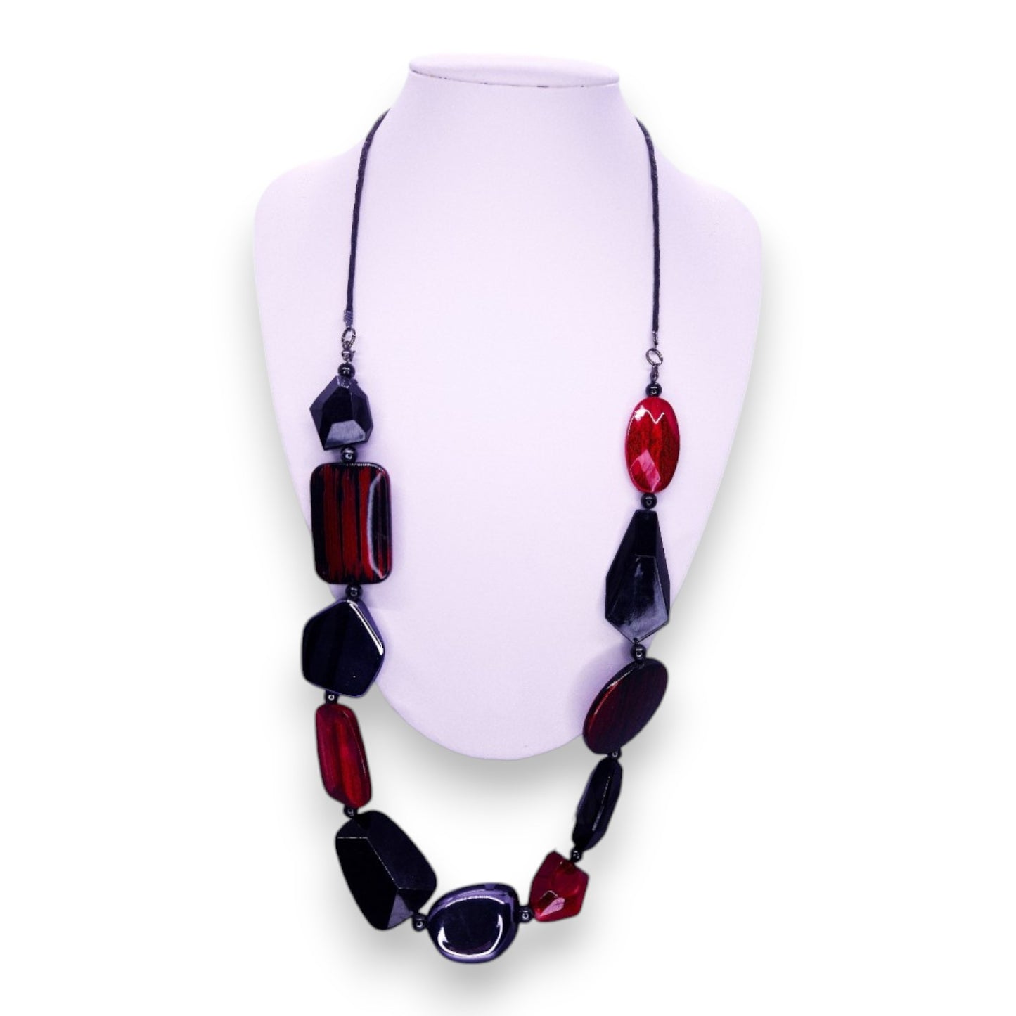 Cord Plastic Beads Statement Necklace