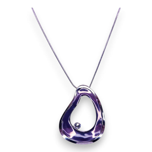 Silver Tone Clear Stone Modern Necklace