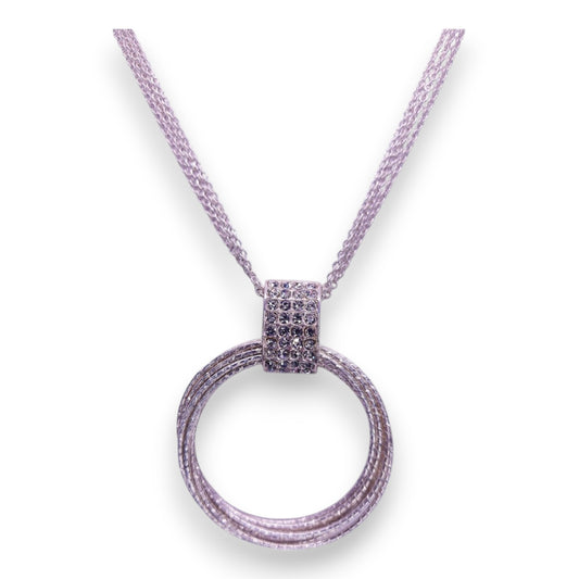 Silver Tone Clear Cubic Zirconia Modern Necklace