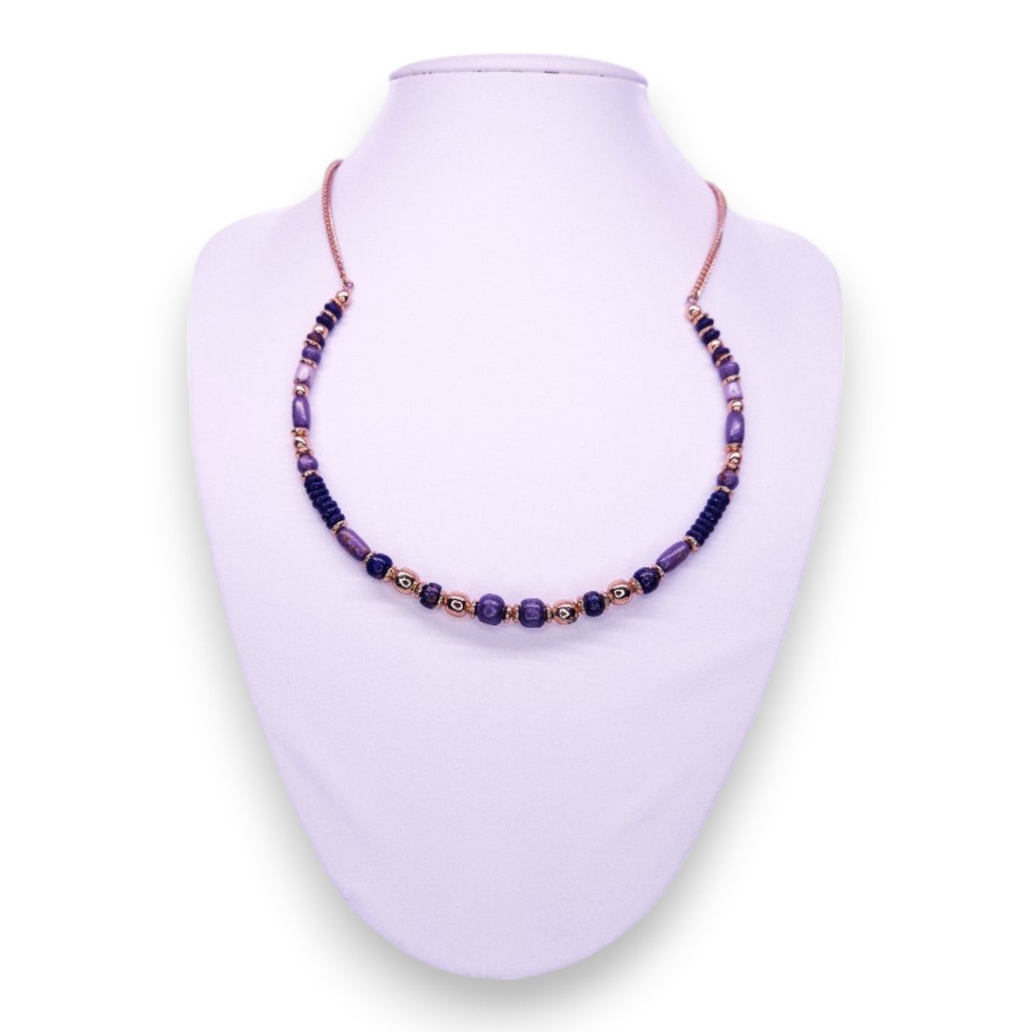 Rose Gold Tone with Plastic Beads Classic Necklace