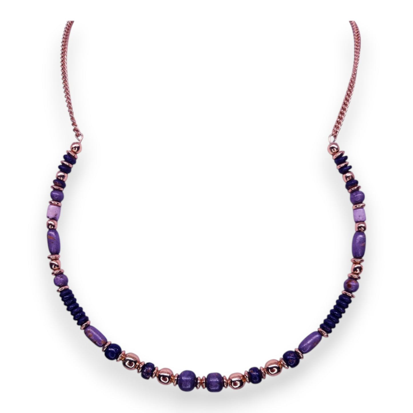 Rose Gold Tone with Plastic Beads Classic Necklace