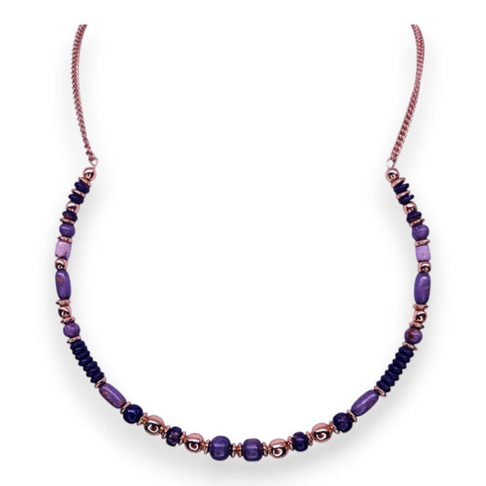 Rose Gold Tone with Plastic Beads Classic Necklace