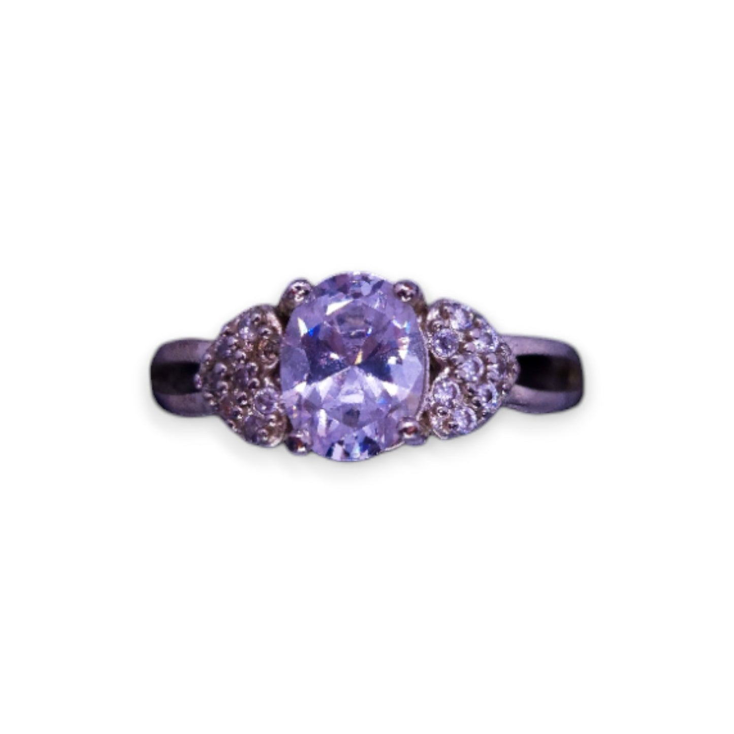 Silver Tone Clear Stones Classic Ring