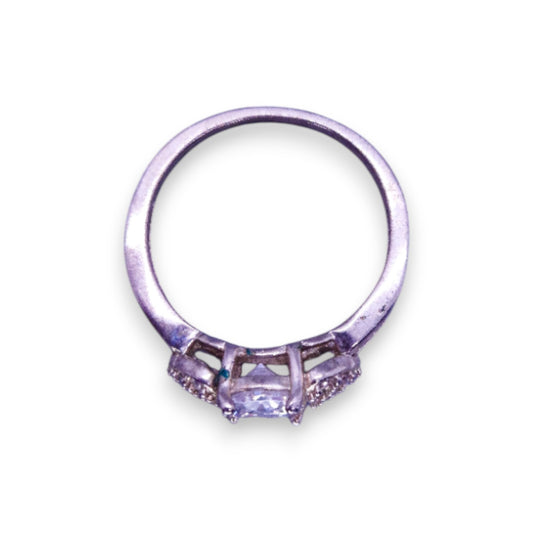 Silver Tone Clear Stones Classic Ring