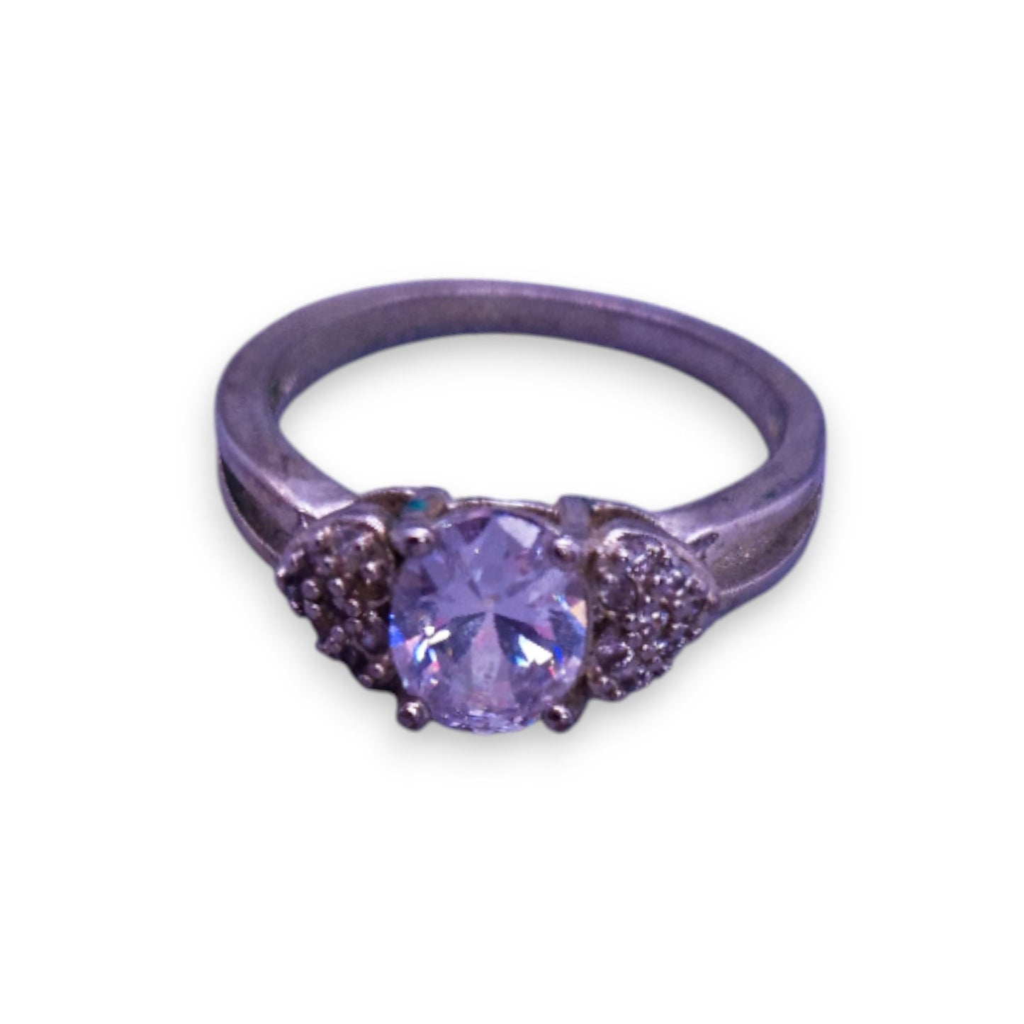 Silver Tone Clear Stones Classic Ring