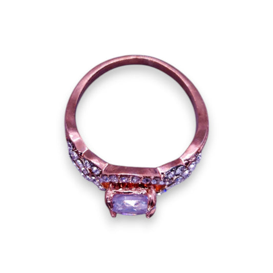 Rose Gold Tone Clear Cubic Zirconia Modern Ring
