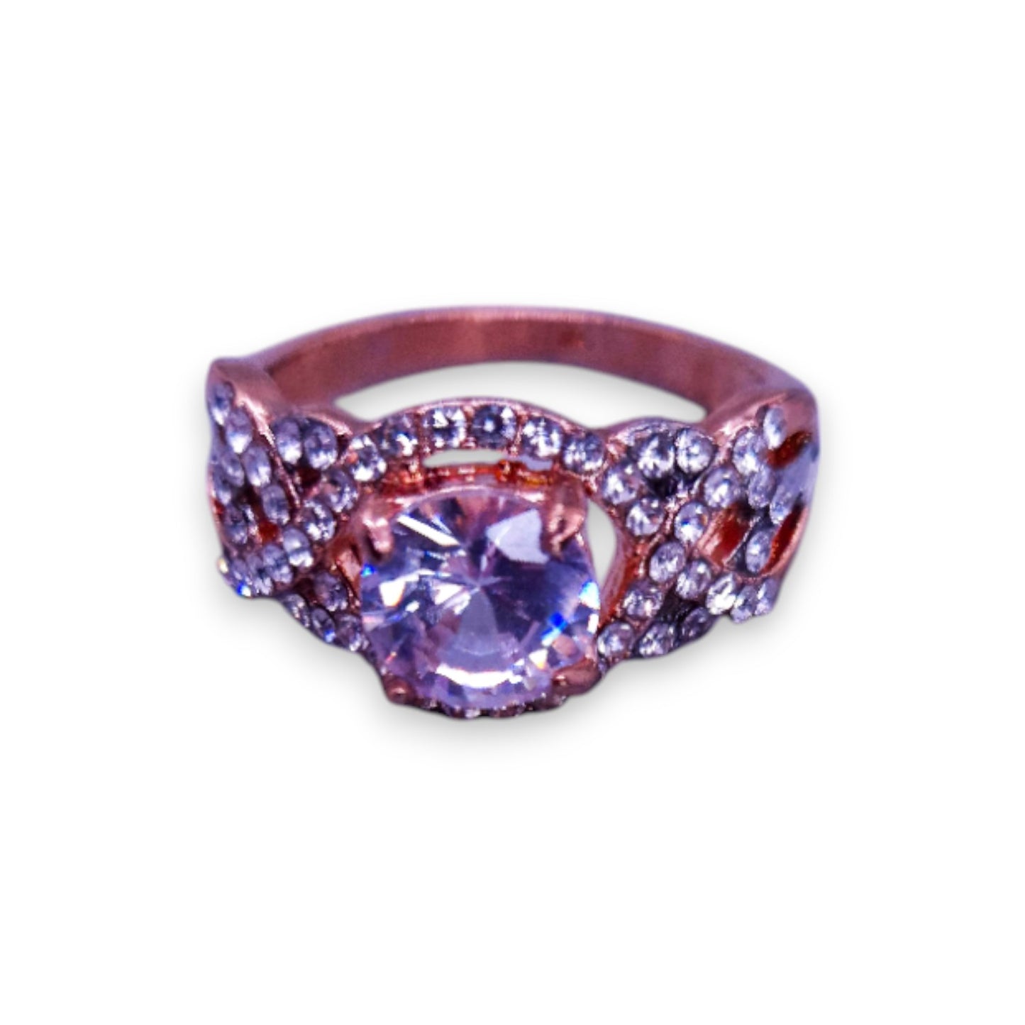 Rose Gold Tone Clear Cubic Zirconia Modern Ring