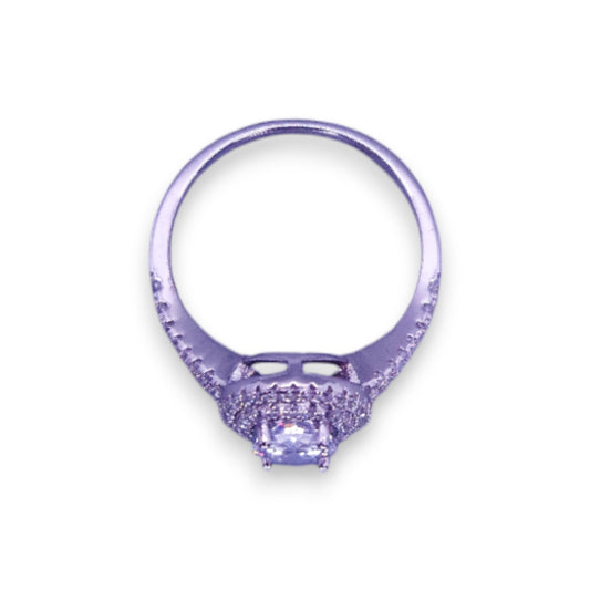 Silver Tone Clear Cubic Zirconia Classic Ring