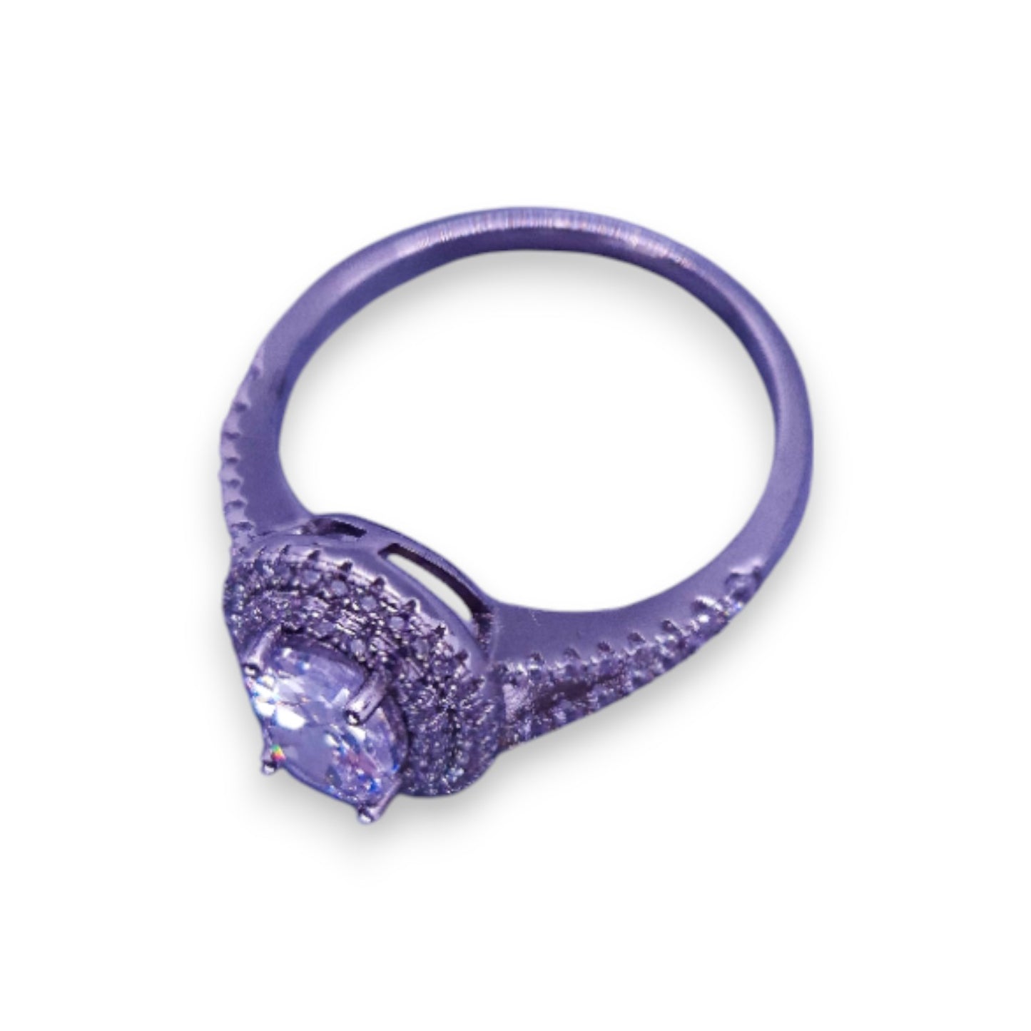 Silver Tone Clear Cubic Zirconia Classic Ring