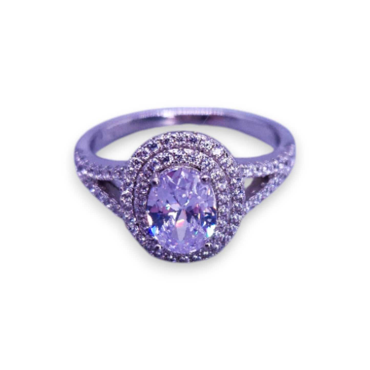 Silver Tone Clear Cubic Zirconia Classic Ring