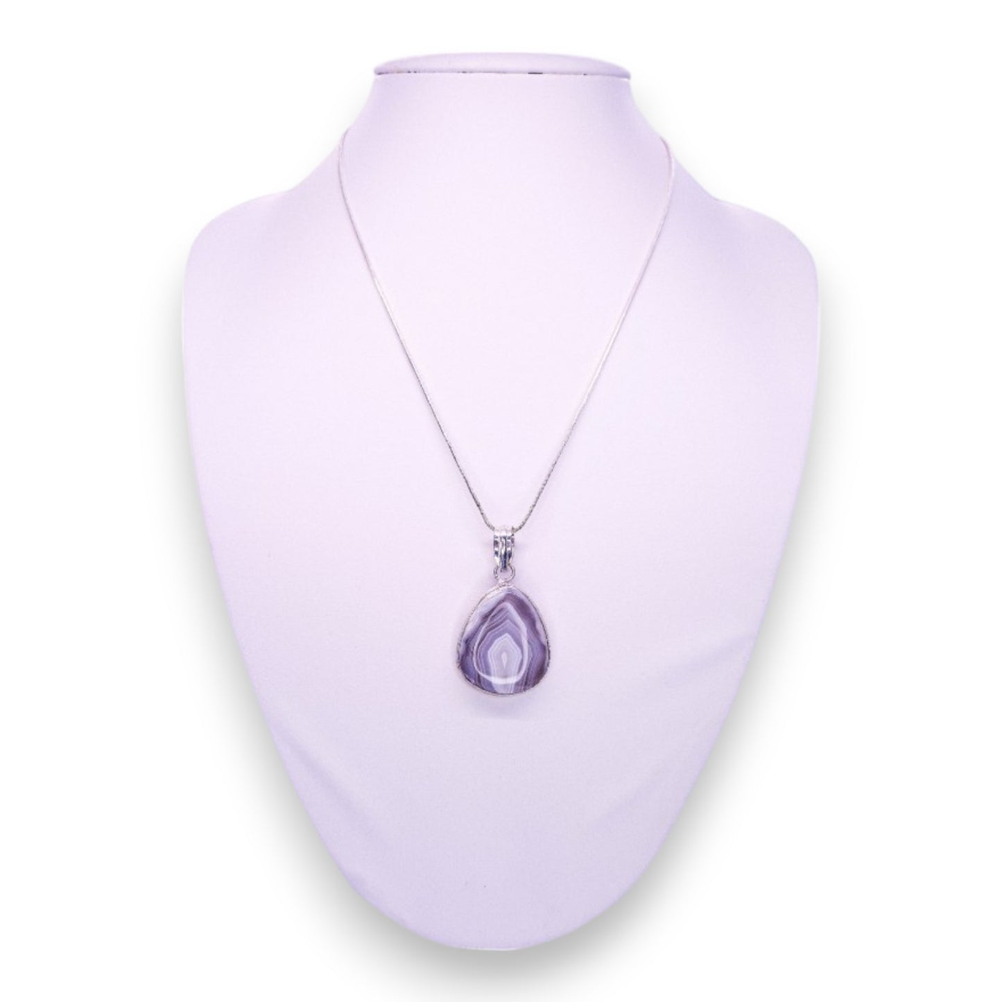 Sterling Silver Grey Agate Classic Necklace