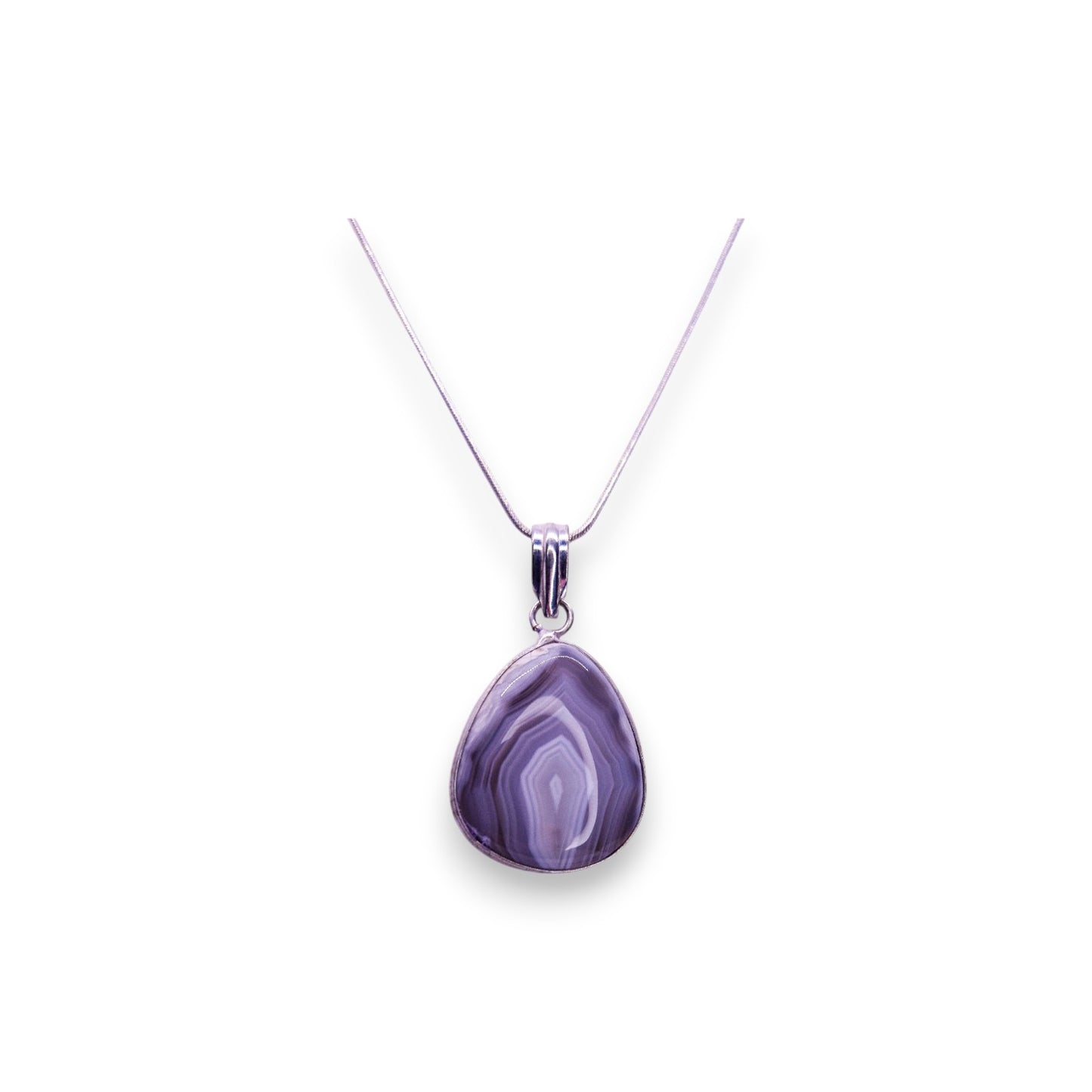 Sterling Silver Grey Agate Classic Necklace