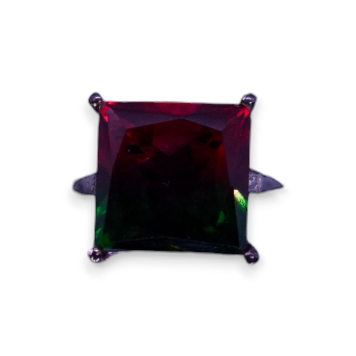 Sterling Silver Red/Green Cubic Zirconia Classic Ring