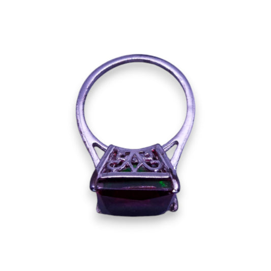 Sterling Silver Red/Green Cubic Zirconia Classic Ring