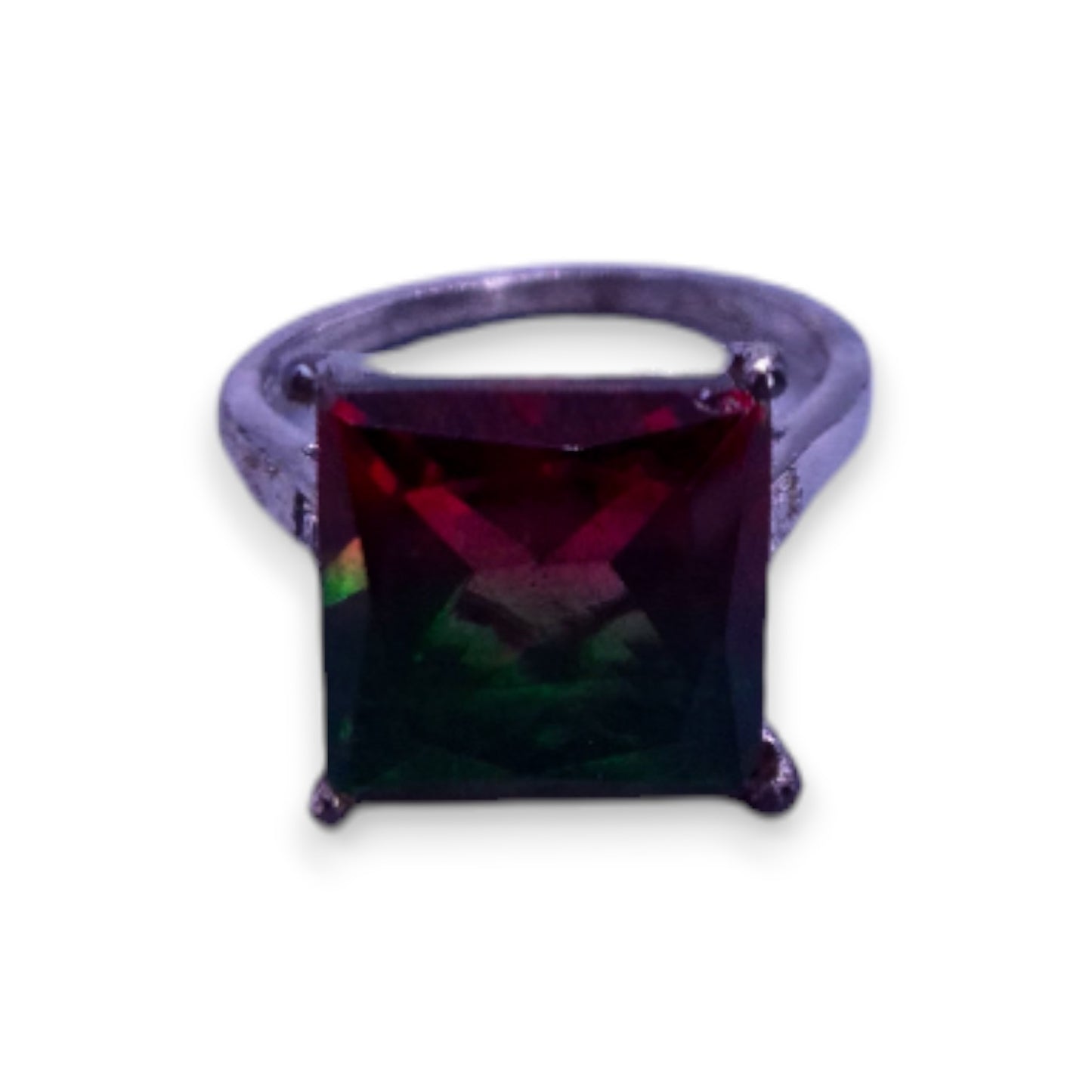Sterling Silver Red/Green Cubic Zirconia Classic Ring