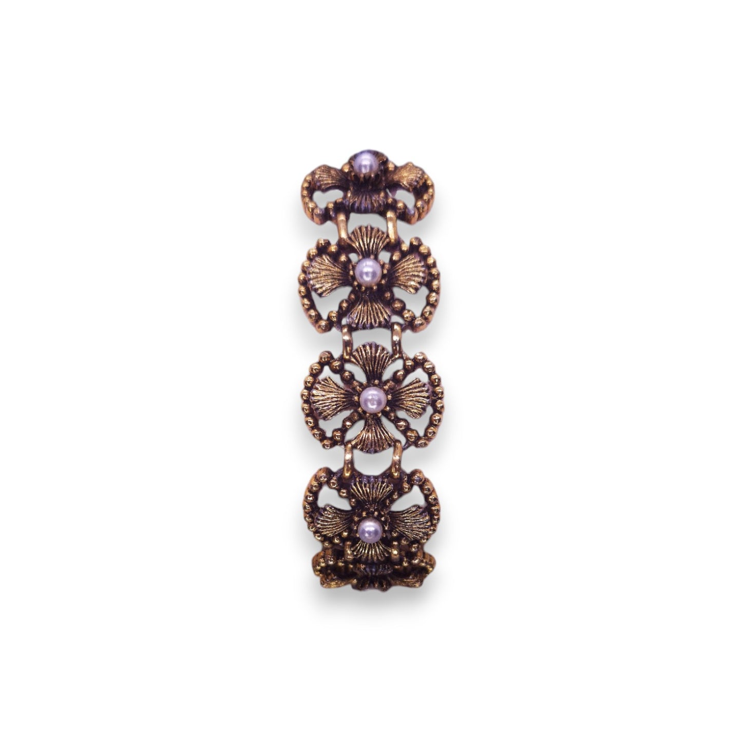 Gold Tone Faux Pearls Art Deco Bracelet